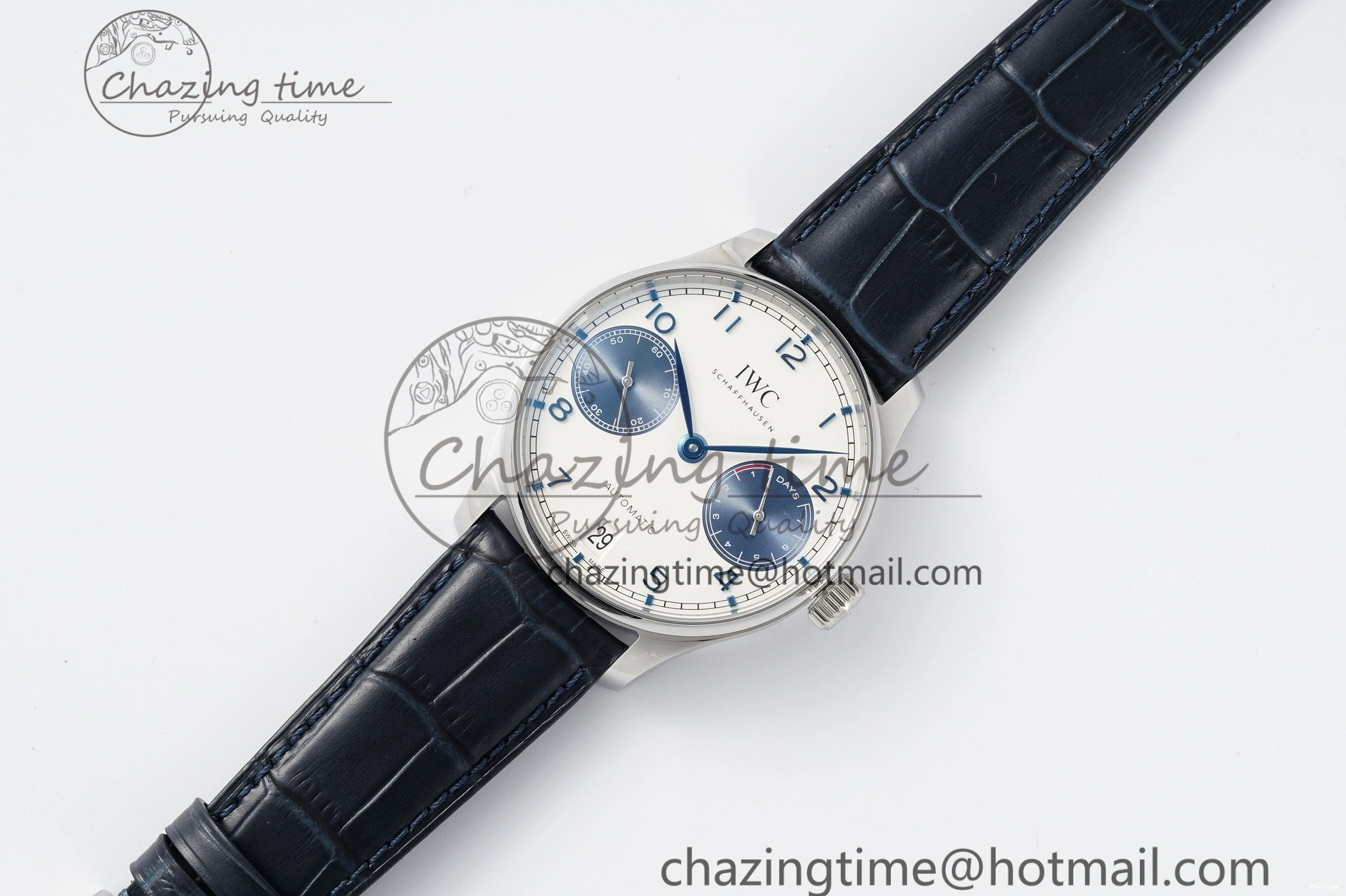 MIROTIME 0316 ZeroBulk Portuguese Real PR IW500715 SS AZF 1:1 Best Edition White Blue Dial on Blue Leather Strap A 7034
